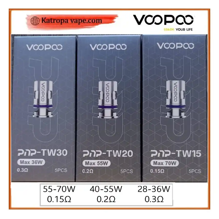 VOOPOO PnP-TW replacement coils – 0.15Ω / 0.2Ω / 0.3Ω