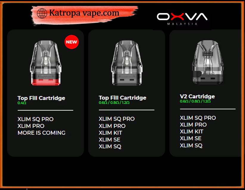 OXVA XLIM 3 Pods  0.4Ω → 0.6Ω →0.8Ω →  1.2Ω