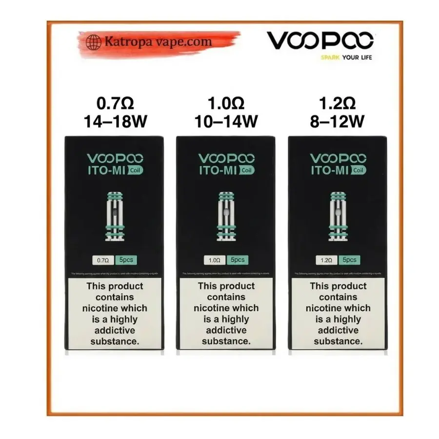 VOOPOO ITO‑M1 Series Coils – 0.7Ω / 1.0Ω / 1.2Ω
